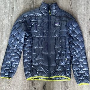Patagonia XS Blue and Lime Puffer Jacket